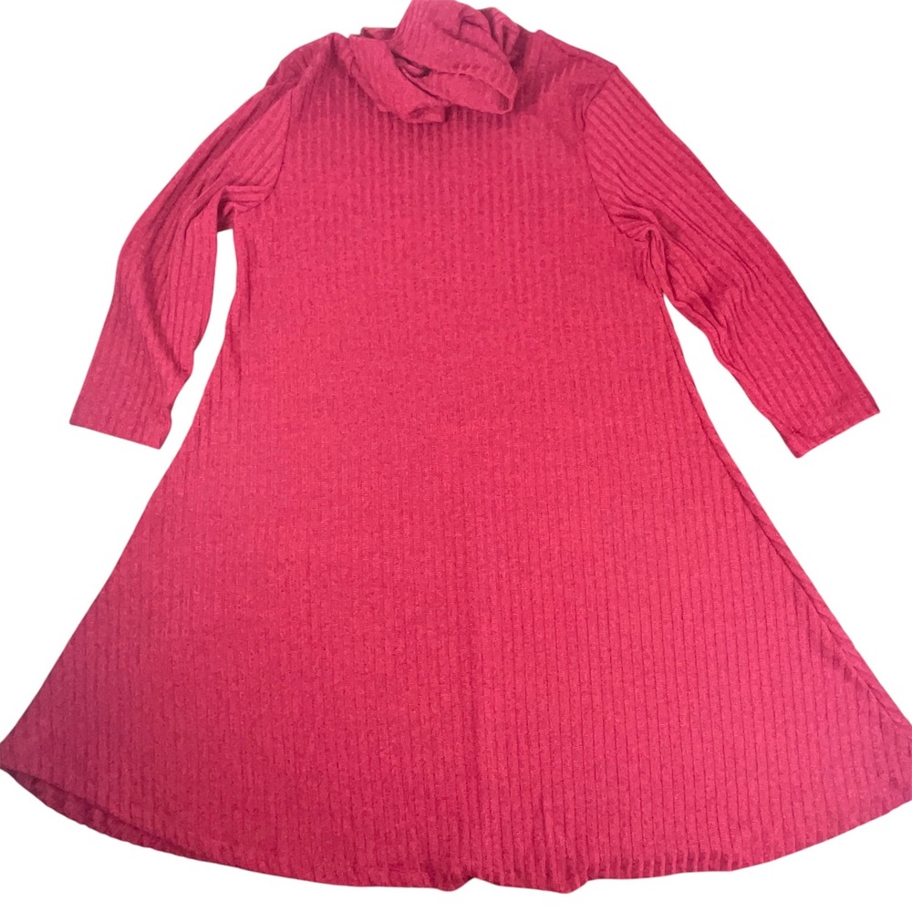 Discreet Ribbed Knit Cowl Neck Fit-and-Flare Dress/Tunic Large - Picture 2 of 8